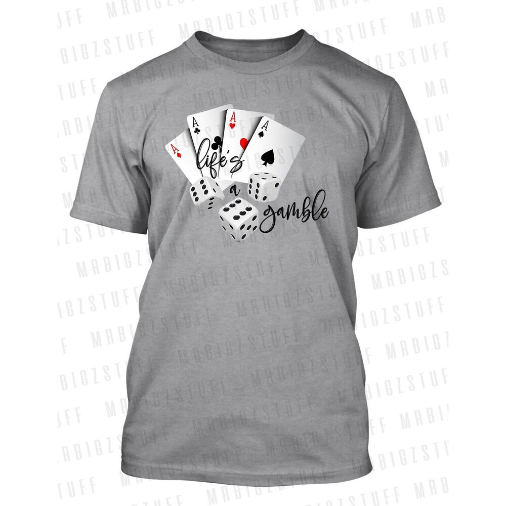 Big & Tall Life's A Gamble Sport Graphic Playing Cards Tee Shirt Pro Club Shaka